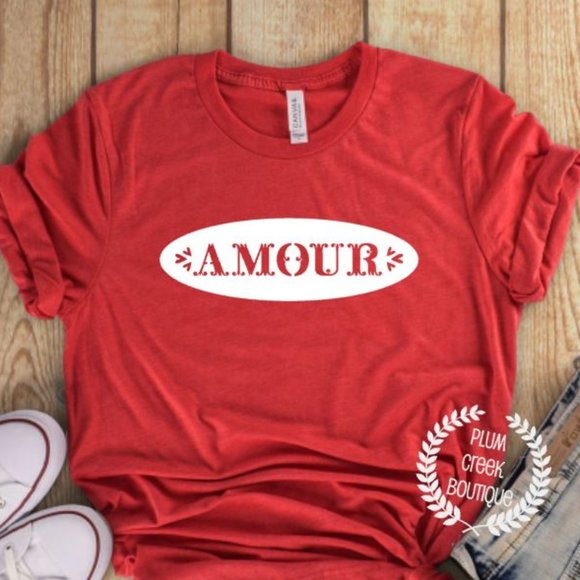 Plum Creek Boutique Tops - Amour Love Valentines Day Shirt Short Sleeve Red